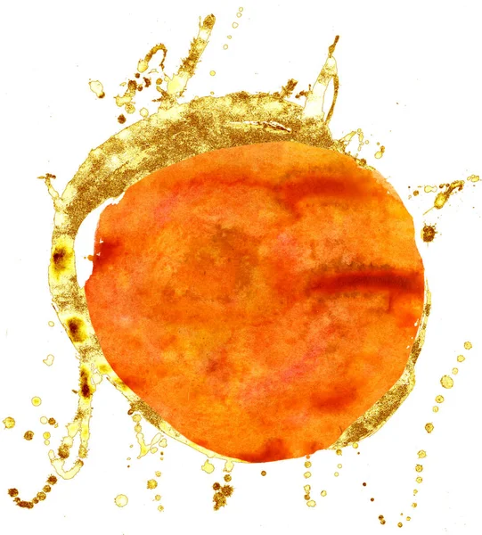 Színes Akvarell Háttér Narancs Aranykör — Stock Fotó