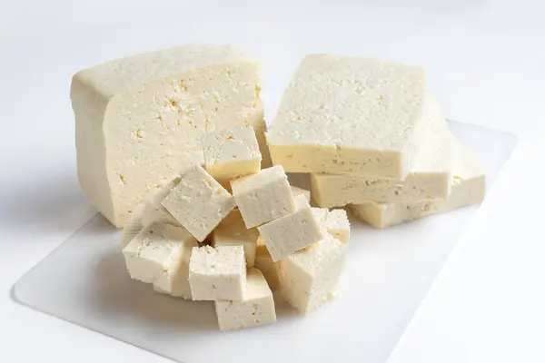 White Cheese Isolated White Background — Stock Photo, Image