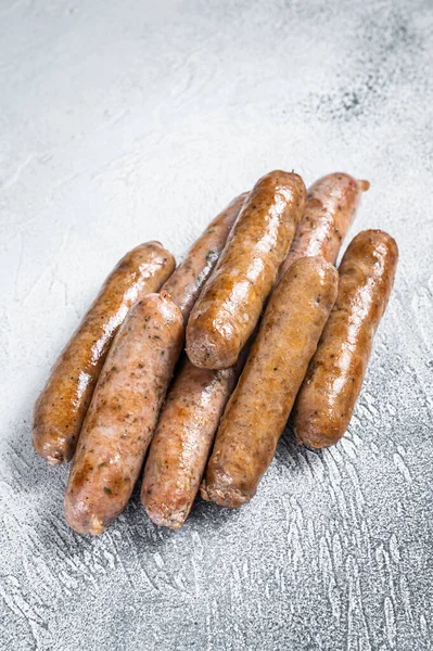 Roasted Bratwurst Hot Dog Sausages White Background Top View — Stock Photo, Image
