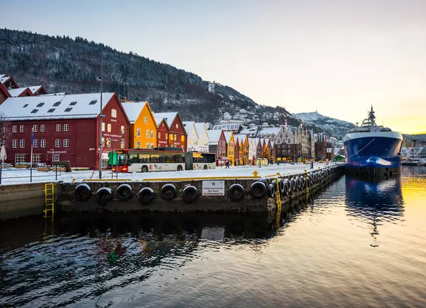 Vista Panorámica Ciudad Bergen Navidad — Foto de Stock