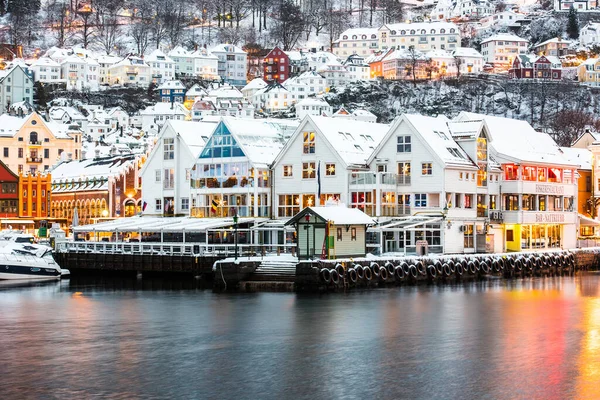 Vista Panorâmica Bergen City Época Natal — Fotografia de Stock