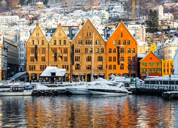 Veduta Panoramica Della Città Bergen Natale — Foto Stock