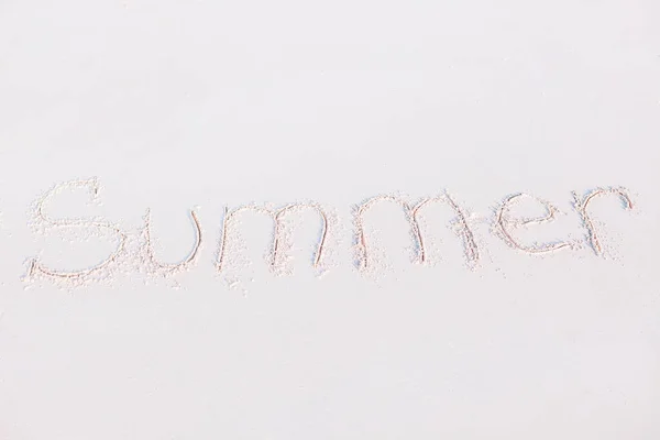 Palavra Verão Manuscrito Praia Arenosa — Fotografia de Stock