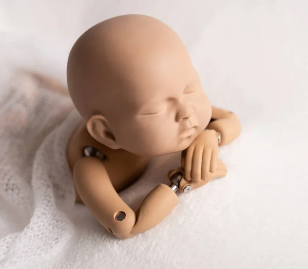 Plastic Figure Newborn Photographing — Stock Photo, Image