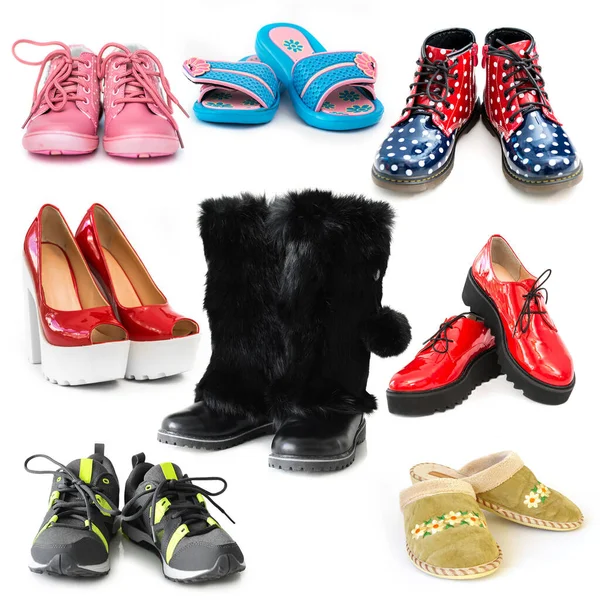 Collage Different Woman Shoes — Stock Photo, Image