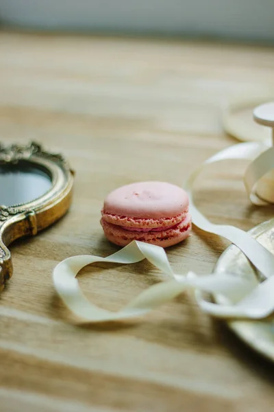 Gâteaux Macaron Sur Table Comme Décoration Mariage — Photo