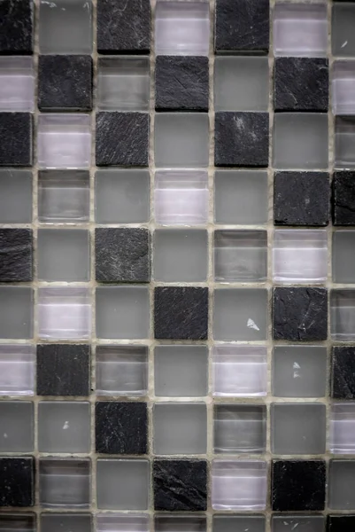 Szara Biała Czarna Ceramiczna Mozaika Ścianie Jako Tło — Zdjęcie stockowe