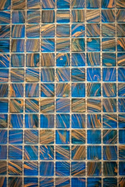 Brązowo Niebieska Ceramiczna Mozaika Ścianie Jako Tło — Zdjęcie stockowe