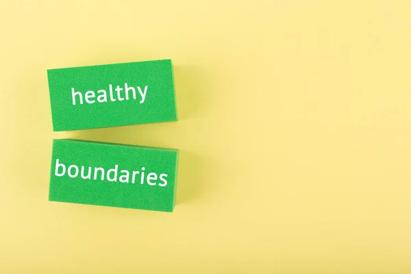 Mental Health Healthy Boundaries Concept Yellow Background Copy Space — Stock Photo, Image