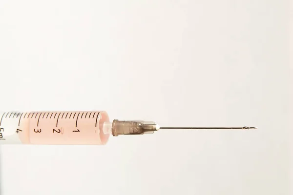 Medical Syringe Light Background — Stock Photo, Image