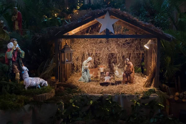 Χριστούγεννα Creche Joseph Μαρία Και Ιησούς — Φωτογραφία Αρχείου