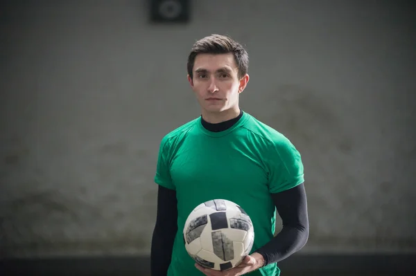 Fußballkonzept Fußballspieler Mit Ball — Stockfoto