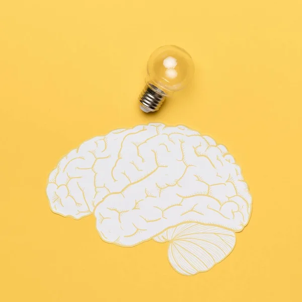 Gehirnform Mit Glühbirne — Stockfoto