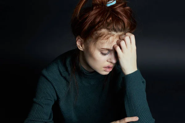 Emotionele Vrouw Depressie Stoornis Pijn Slaan Agressie — Stockfoto