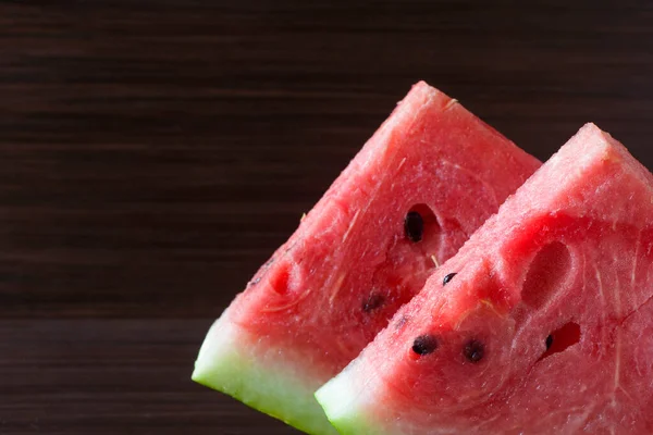 Slice Watermelon Black Plate Dark Background — Stock Photo, Image