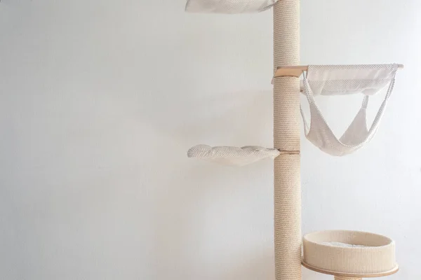 Katzenkratzpfostenwand Montiert Modernem Raum Für Haustiere Weißer Wand Stilvolle Dekoration — Stockfoto