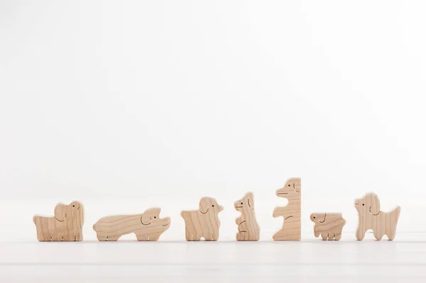 Wooden Toy Animals Light Background — Stock Photo, Image