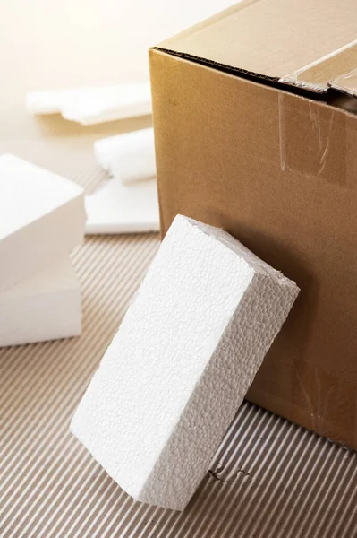 White Polystyrene Foam Material Packaging Craft Applications — ストック写真