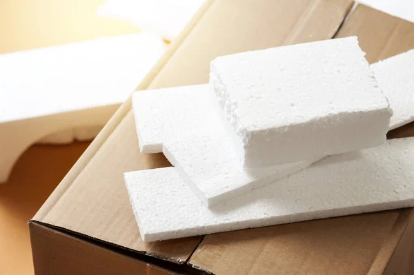 White Polystyrene Foam Material Packaging Craft Applications — Stockfoto