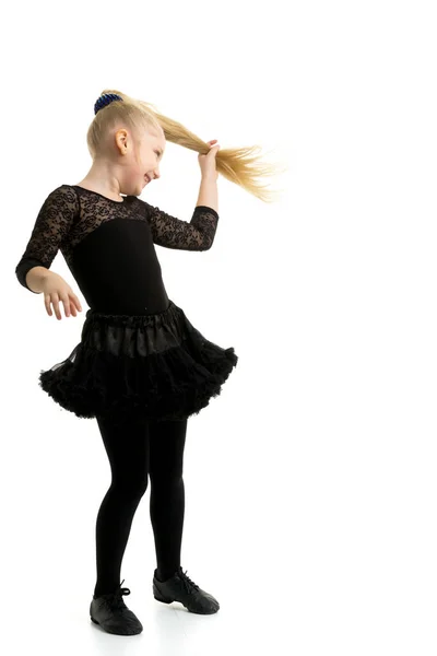 Ein Kleines Mädchen Fixiert Ihre Frisur Das Konzept Von Stil — Stockfoto