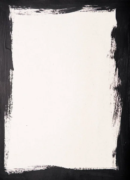 Μαύρο Ζωγραφισμένο Πλαίσιο Λευκό Χαρτί Φόντο — Φωτογραφία Αρχείου