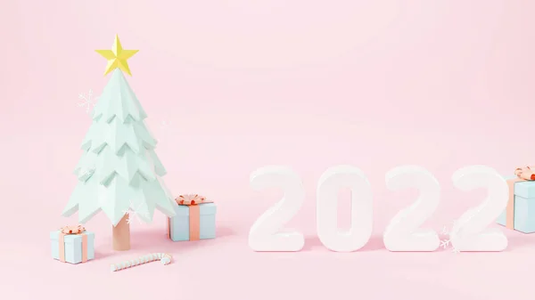 Happy New Year 2022 Merry Christmas Celebration Greeting Card — Zdjęcie stockowe