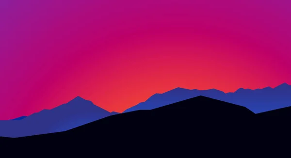 sunset over mountains, illustration