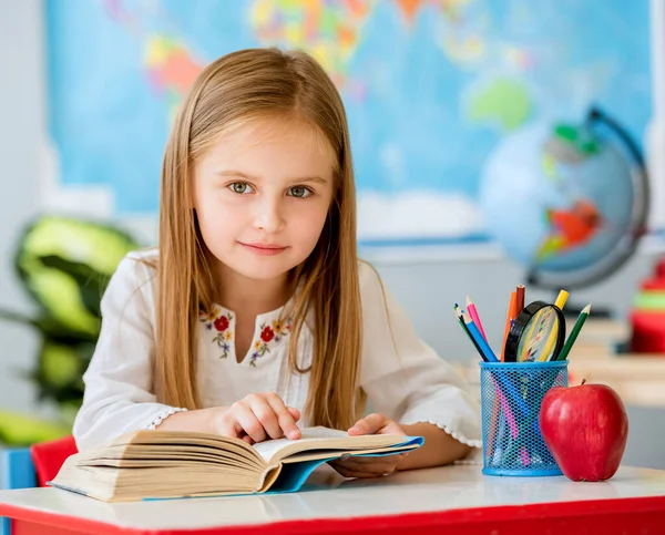 Маленькая Девочка Читает Книгу — стоковое фото