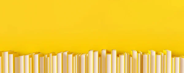 Řada Žlutých Knih Žlutém Pozadí — Stock fotografie