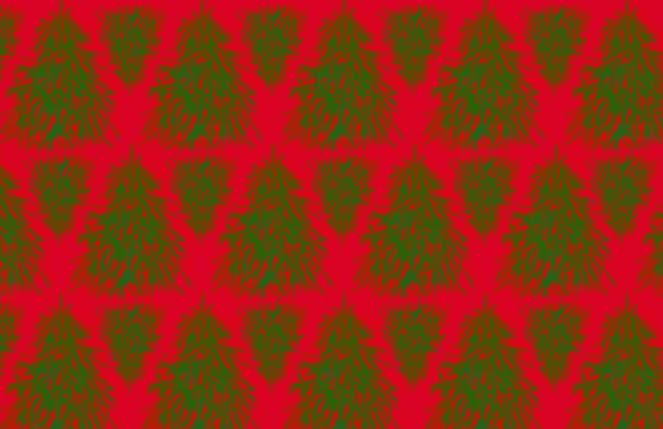 Christmas Background Green Trees Red Background Wrapping New Year Red — Stock Photo, Image