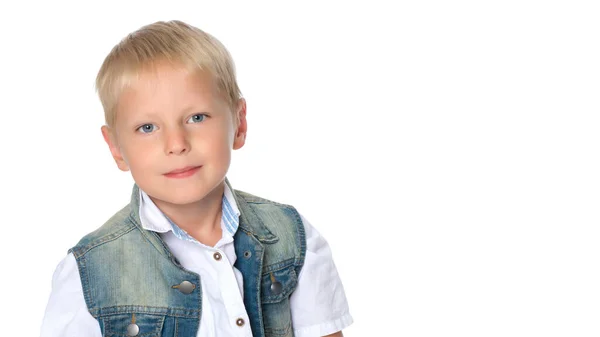 Little Boy Smiles Portrait Close — Stock Photo, Image
