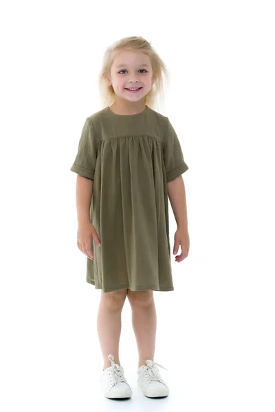 Hafif Bir Yaz Elbisesi Içinde Şirin Küçük Bir Kız — Stok fotoğraf