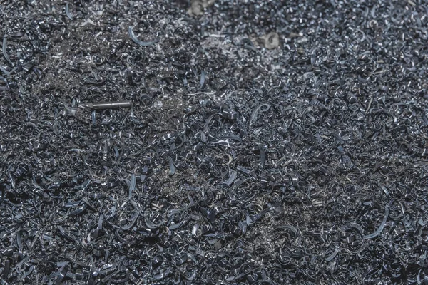 Haufen Von Metallspänen Hintergrund Industrielle Eisenabfälle Und Stahl Recycling Industrie — Stockfoto
