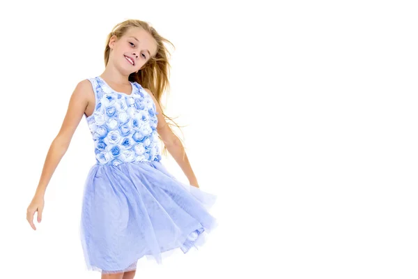 Красивая Маленькая Девочка Платье Крупный План Изолированный Белом Фоне — стоковое фото