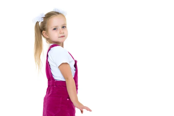 Little Girl Elegant Dress Close Isolated White Background — Stock Photo, Image