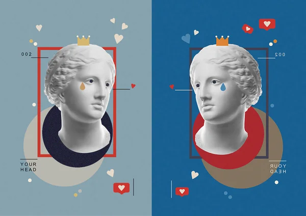 Modekunst Collage Mit Gips Antike Skulptur Von Venus Gesicht Einem — Stockfoto