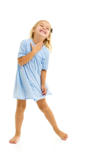 Zarif Elbiseli Küçük Kız Mutlu Çocukluk Kavramı — Stok fotoğraf