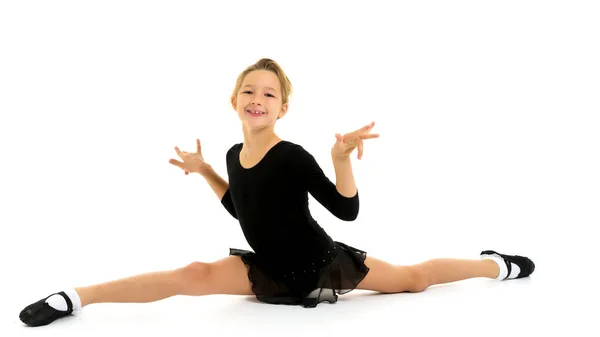 Smal Gymnast Som Gör Garnet Begreppet Idrott För Barn — Stockfoto