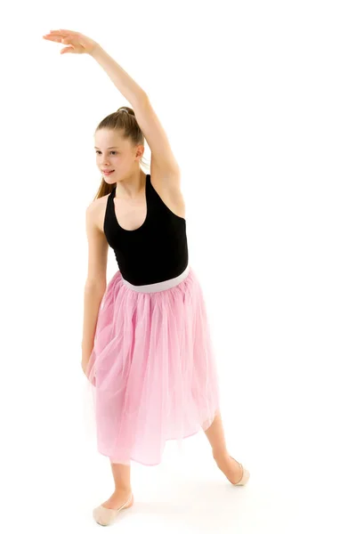 Elegantní Dívka Gymnastka Provedení Rytmické Gymnastika Cvičení — Stock fotografie