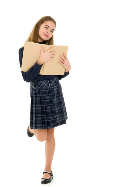 Leuk Klein Meisje Met Een Boek Haar Handen Het Concept — Stockfoto