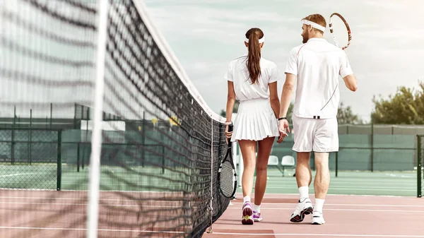 Nära Match Älskare Kommer Att Spela Tennis — Stockfoto