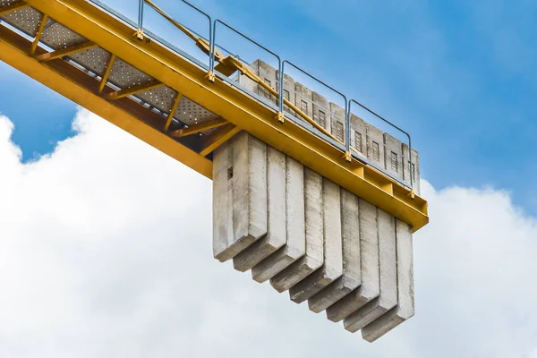 Belarus Minsk May 2020 Counterweight Concrete Blocks Tail Tower Construction — Stock Photo, Image