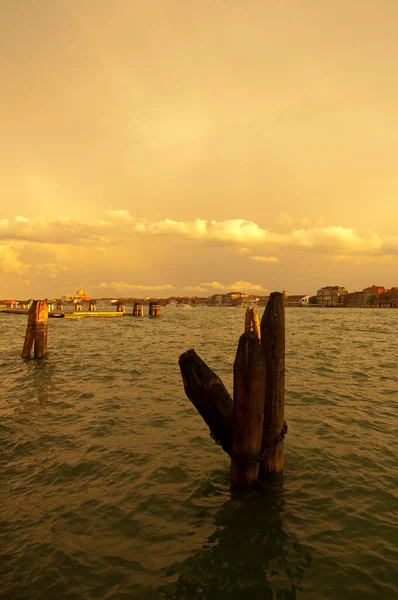 Veneza Itália Vista Laguna Com Bricole — Fotografia de Stock