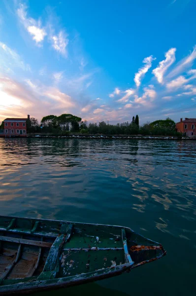 Italia Venecia Burano Isla Puesta Del Sol — Foto de Stock