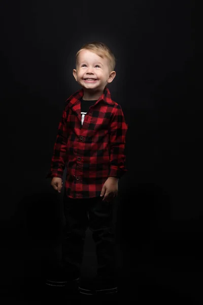 Little Boy Black Background — Stock Photo, Image