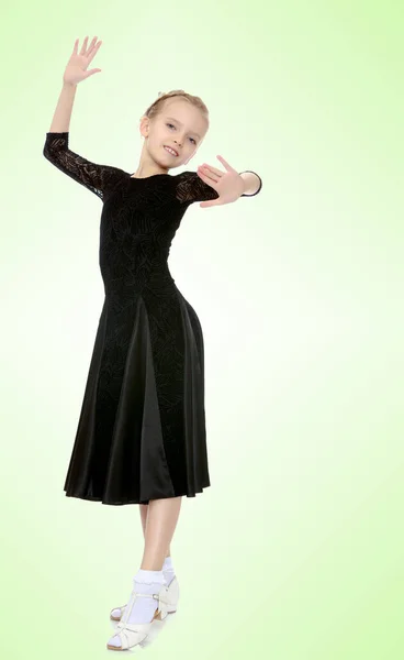 Pequena Dançarina Graciosa Fundo Estúdio — Fotografia de Stock