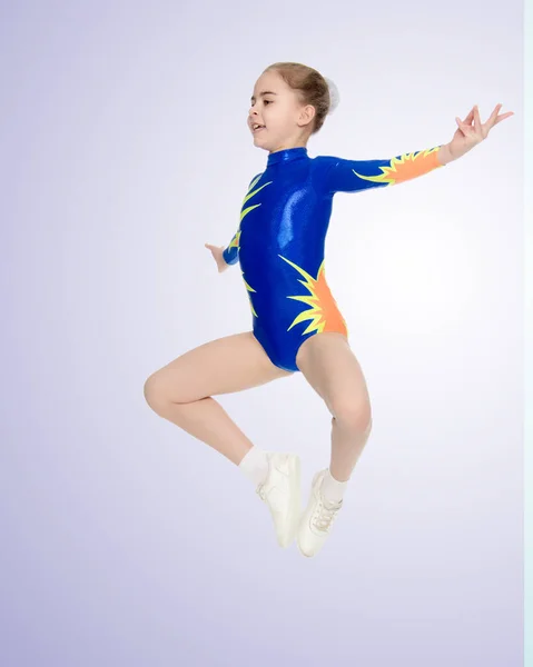 Gymnast Performs Jump — Stock Photo, Image