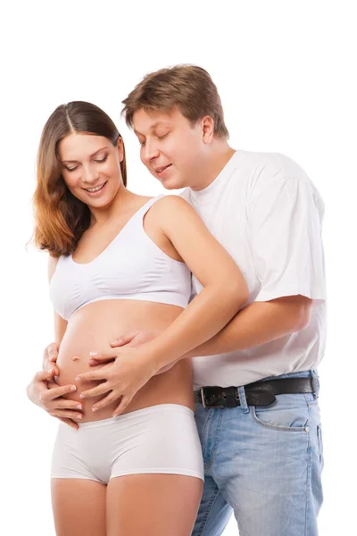 Young Couple Pregnant Mother Happy Father — Stock Photo, Image