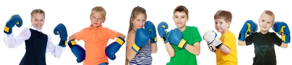 Lustige Kinder Boxhandschuhen — Stockfoto