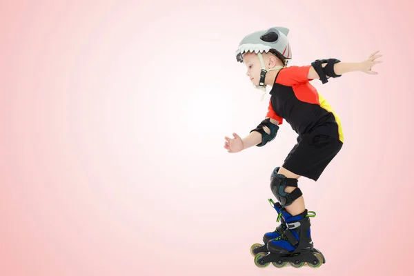 Little Boy Riding Rollers — Stock Photo, Image